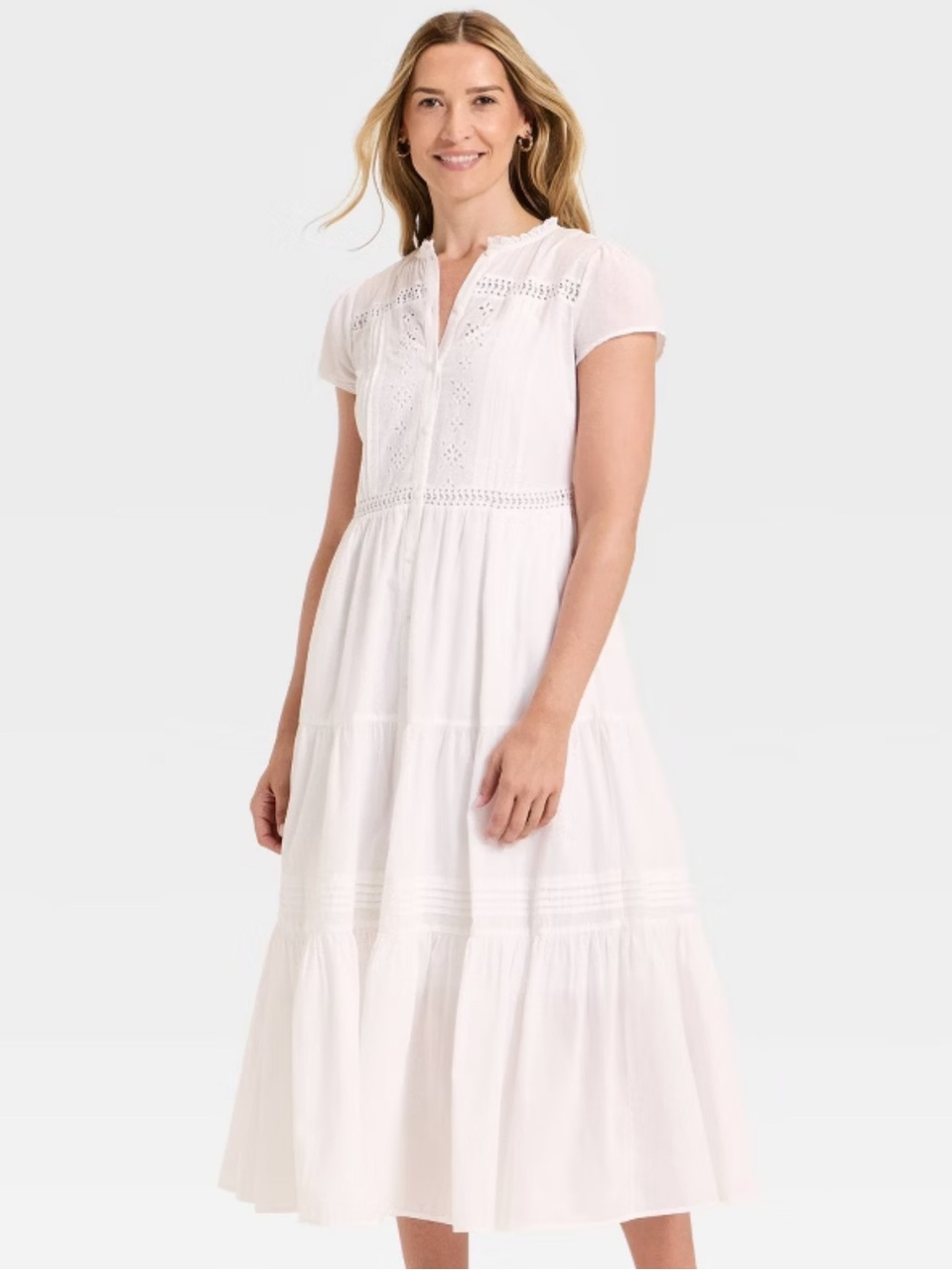 Universal Thread White Eyelet Tiered Midi Dress